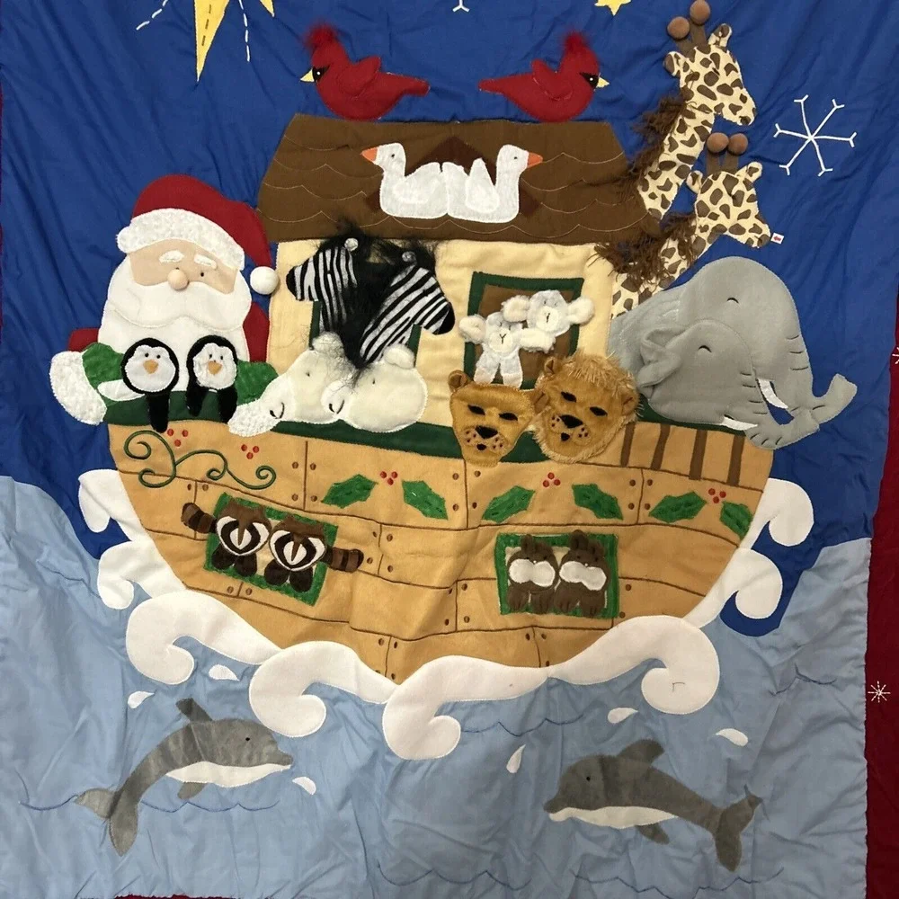 Home Interiors Wall Hanging‎ Plush Santa Noahs Ark Christmas Embellished 3D